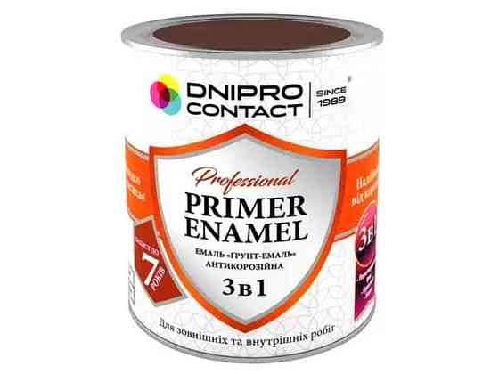 Грунт-емаль шоколадний 0,9кг 3 в 1 ТМ DNIPRO CONTACT Киев
