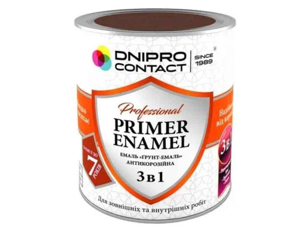 Грунт-емаль шоколадний 0,9кг 3 в 1 ТМ DNIPRO CONTACT Киев - изображение 1