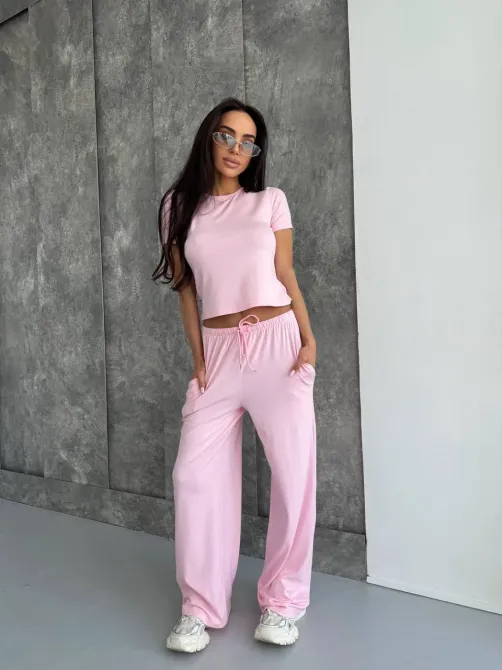 Женский костюм из вискозы с индейкой — базовый комплект футболка + брюки Одесса - изображение 15