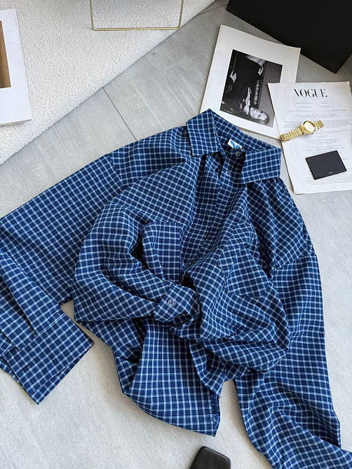 Жіноча стильна оверсайз сорочка у клітинку котон стрейч Одеса - фото 3