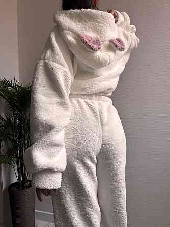 Жіноча стильна домашня плюшева піжама з вушками хутро тедді Одеса