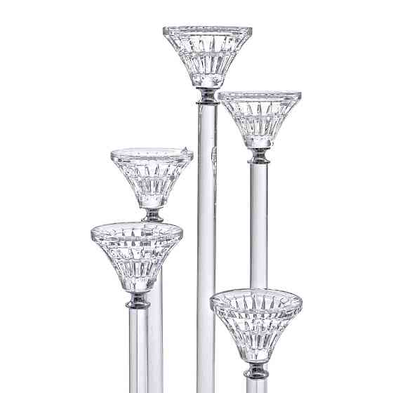 Підсвічник скляний на 5 свічок 16×37.5 см підсвічник декоративний прозорий на ніжці HP-4-18 Коломия