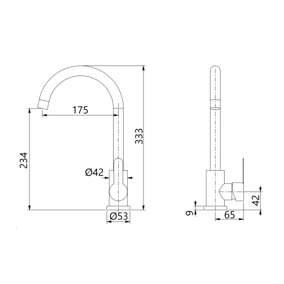 Змішувач для кухні U-подібний Brinex Pure 015F U-подібний Graphite BRIPUR015FGRP Київ