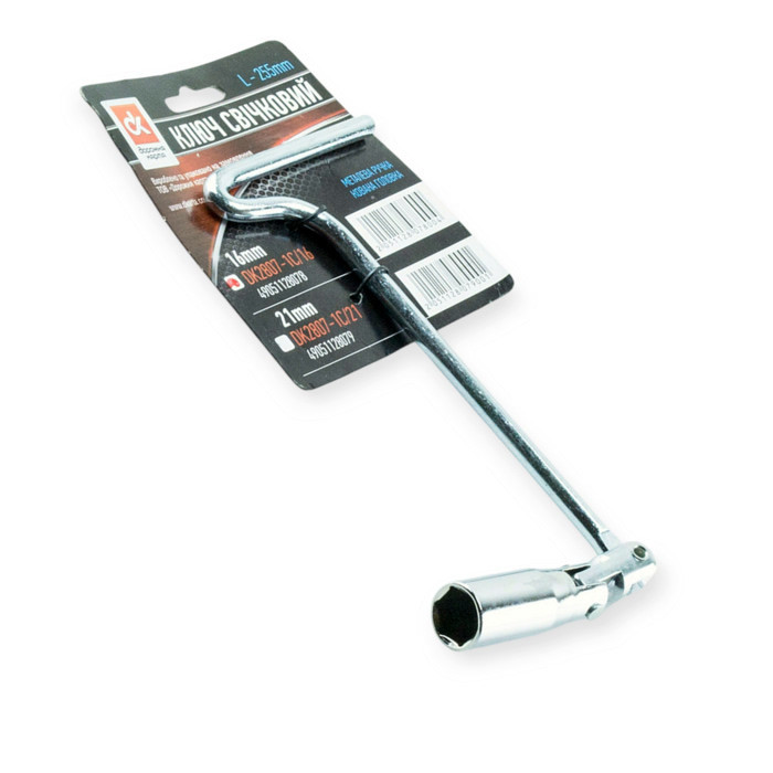 Ключ свечной 16 с карданчиком цельная мет. ручка Мукачево - изображение 1