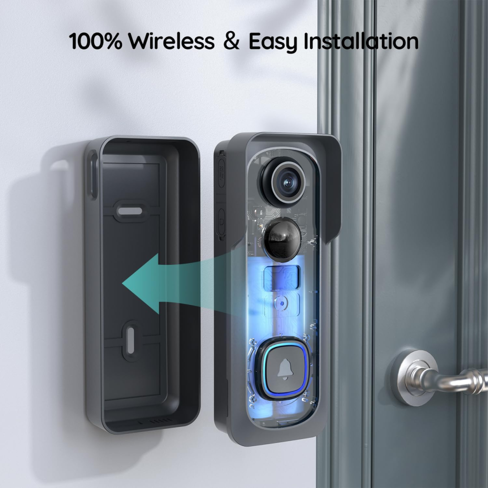 Умный видеозвонок BOIFUN J1 2K Wi-Fi 2.4 ГГц, аккумулятор 6700 мАч, ночное видение 10 м, датчик движения, Alexa, двусторонняя связ Киев - изображение 9