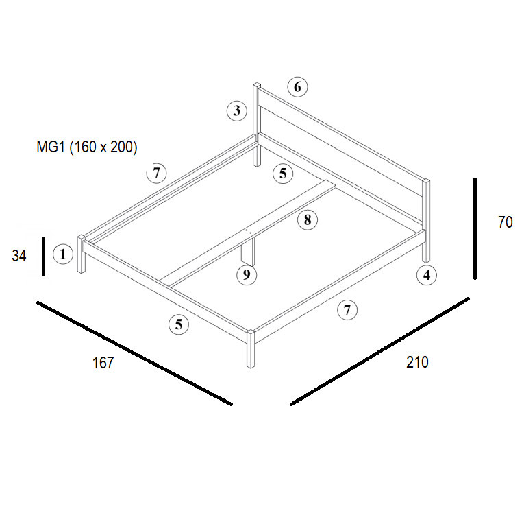 Двоспальне дерев'яне ліжко Mebigrand MG01 Білий RAL 9003 160х200 см (MBG-21875) Дніпро - фото 5