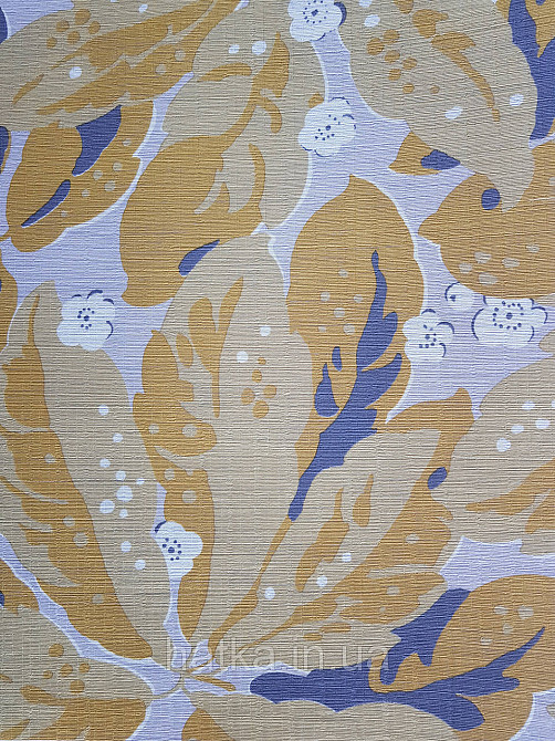 Шпалери флізелінові еко Casadeco Five o'clock 0.53х10 листя великі жовті квіти сірі білі на бежевому Київ - фото 1