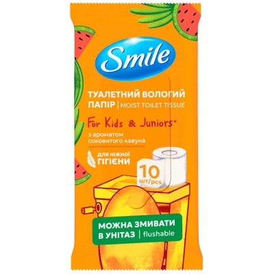 Туалетная бумага Smile For Kids & Juniors Влажная 10 листов (4823071666045) Винница - изображение 1