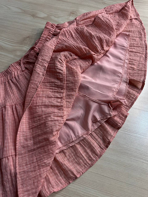 Костюм жіночий Xingyue 318-3 мусліновий у клітинку сорочка оверсайз і спідниця-шорти, рожевий, one size Київ - фото 15