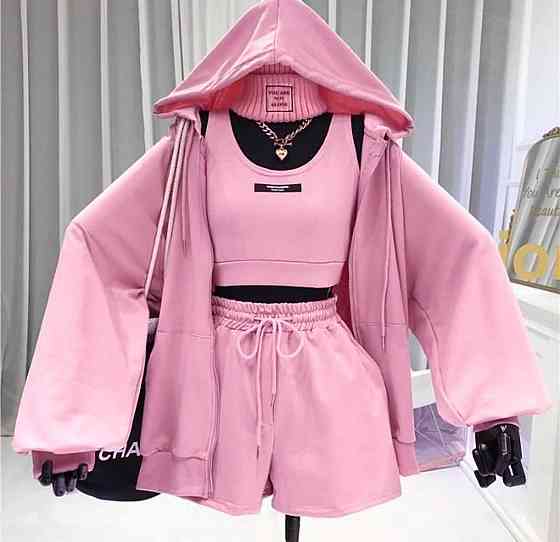 Женский прогулочный костюм тройка: кофта топ и шорты двунитка Барби, 42/44 Одесса