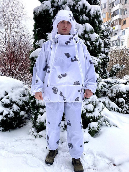 Маскувальний тактичний костюм Клякса (Білий) Вінниця - фото 3