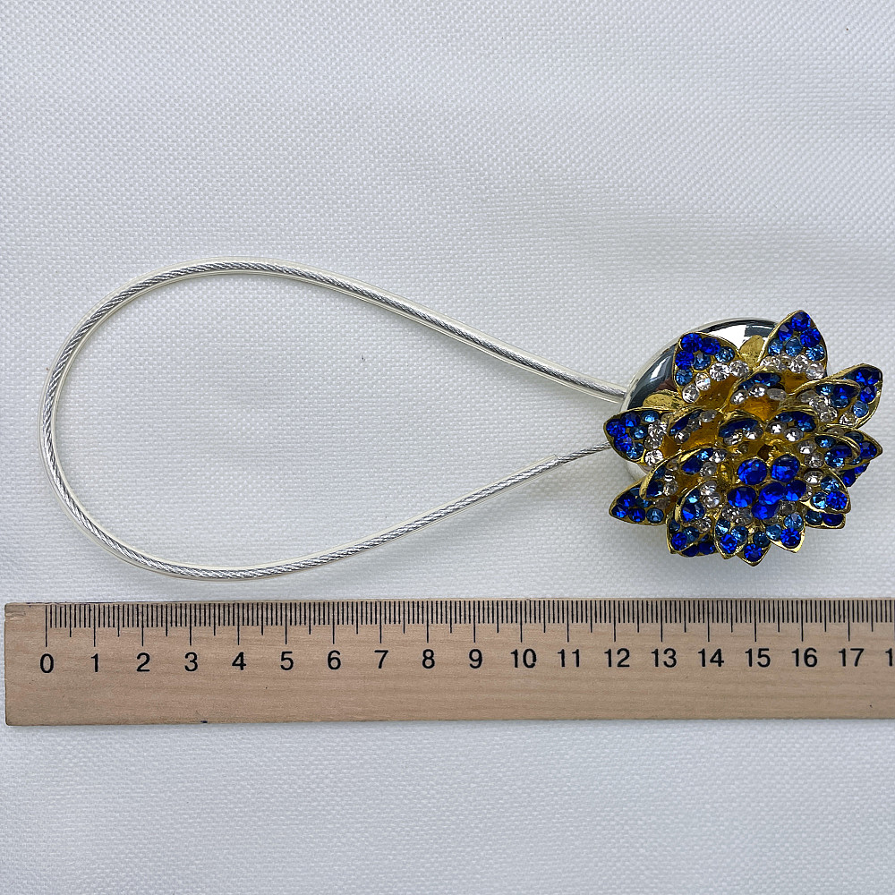 Магніти для штор та гардин "Flowers" набір 2 шт Синій з золотистим (81-207) Київ - фото 7