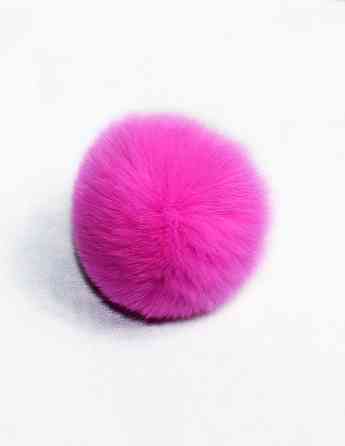 Хутряний бубон на шапку з кролика Rex Малиновий Харків