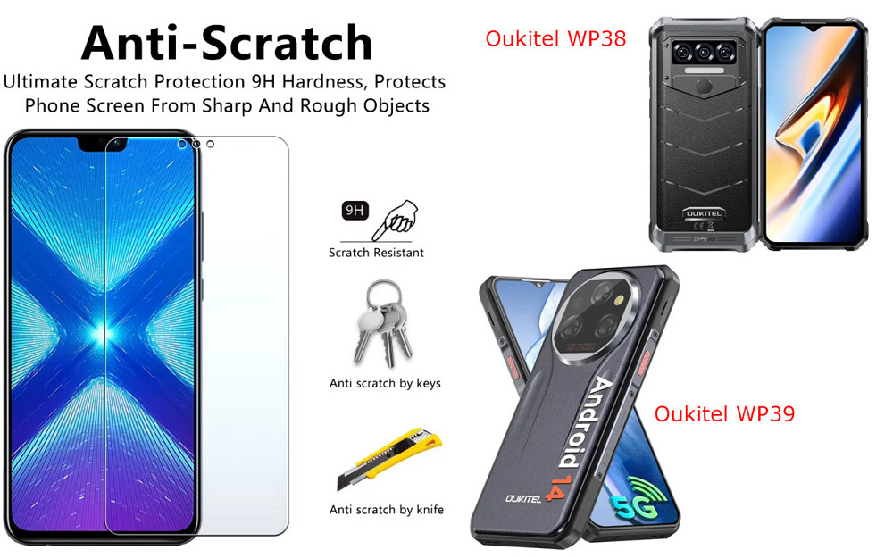Захисне скло NeoGlass для Oukitel WP38, Oukitel WP39 – надпрозоре та стійке Київ - фото 1