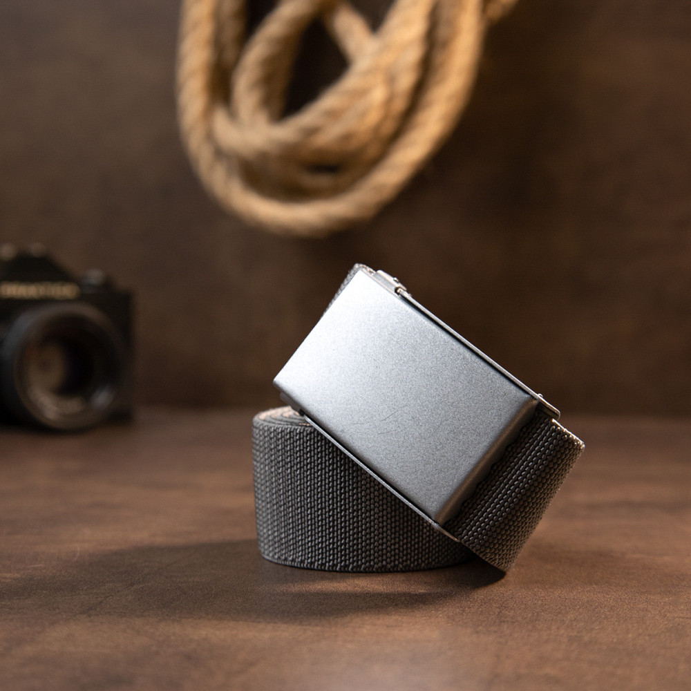 Текстильний ремінь з сірою пряжкою Vintage 20534 Сірий Київ - фото 10