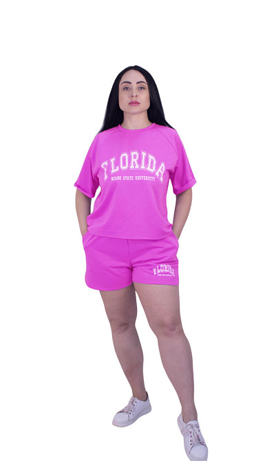 Летний спортивный костюм с шортами Малиновый XL-2XL Харьков - изображение 1