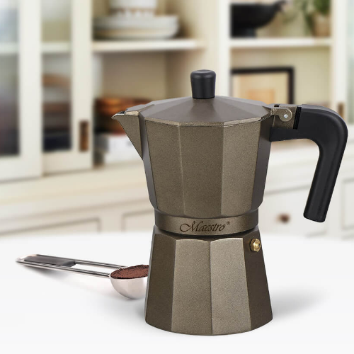 Кавоварка гейзерна 450мл (9 порцій) алюмінієва MR-1666-9-BROWN Espresso Moka Maestro Житомир