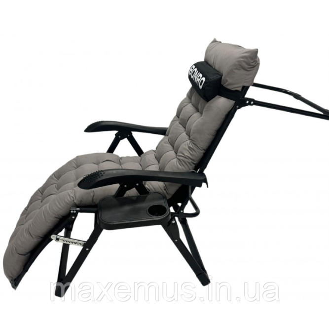 Раскладной шезлонг-лежак для сада и пляжа Bonro B-06 Серый с подушкой и подстаканником (до 120 кг) Мостиська - фото 5