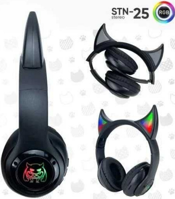 Детские наушники Bluetooth Cat STN-25 ушки сатаны с RGB подсветкой. Харьков - изображение 2