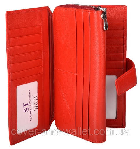 Яскраво-червоний жіночий шкіряний гаманець клатч ST 228 Київ - фото 4