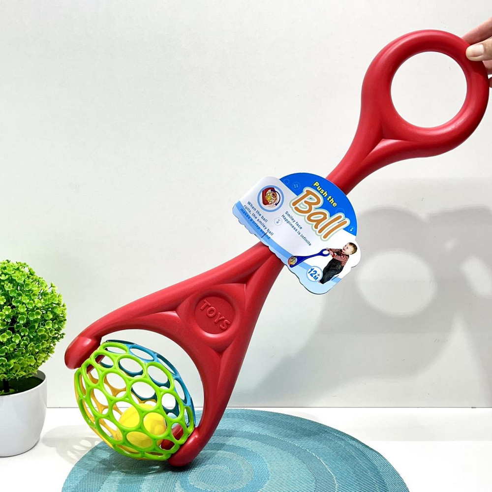 Каталка на палиці іграшка-каталка з кулькою брязкальцем Червона (3502) Чернігів - фото 1