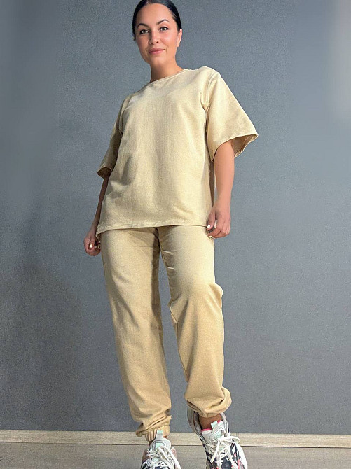 Костюм женский Pepper&mint 24-01-01 оверсайз футболка с брюками на резинке капучино, капучино, SM Киев - изображение 11
