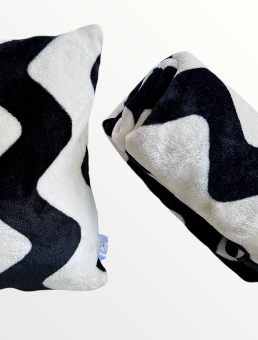 Ecotton Плед Ecotton For Pets 110х120 дорожній для тварин Zig-Zag чорно-білий Киев - изображение 1