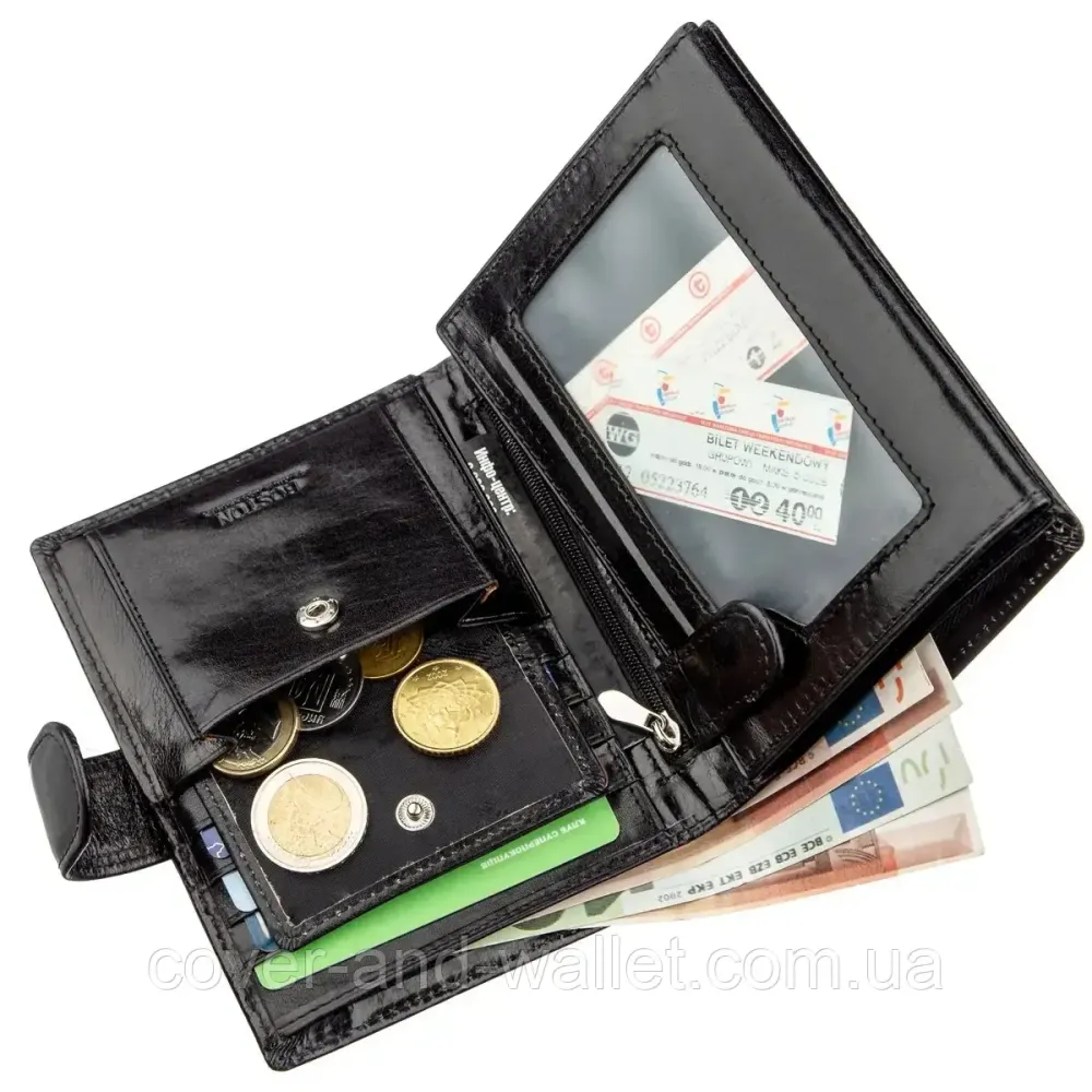 Солідний вертикальний чоловіче портмоне з гладкої шкіри Boston B5-020 Київ - фото 8