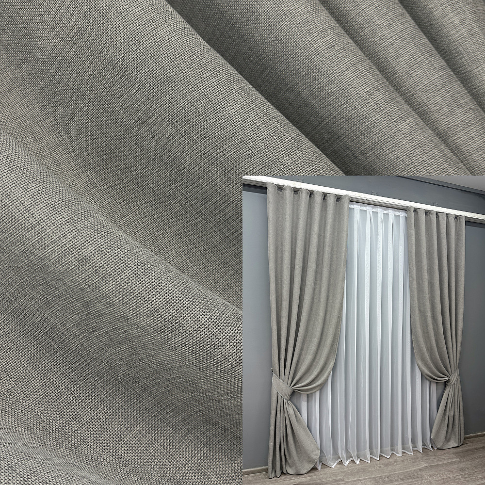Комплект готовых штор VR-Textil Лен Мешковина № 1016ш Светло-серый 150х270 см 2 шт (30-815) Киев - изображение 1