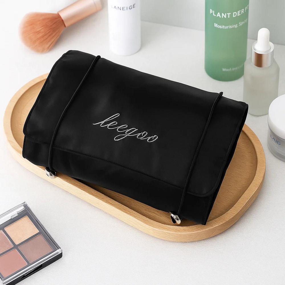 Косметичка для макіяжу портативна, 4 знімних відділення на липучках, чорна Кам'янець-Подільський - фото 1