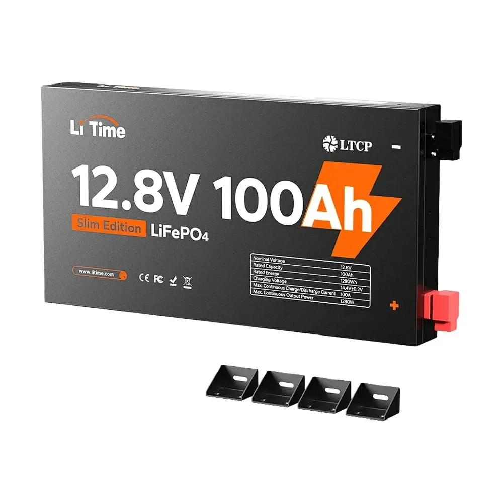 Акумуляторна батарея літій-залізо-фосфатна 12.8В 100А*год LiFePO4 LiTime Slim 12V100-100-SLIM-LTCP-4-SE100 ультратонка (44-00531) Київ - фото 2