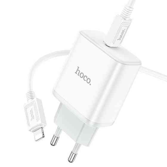 Мережевий зарядний пристрій з кабелем HOCO C104A Stage single port PD20W charger set (C to iP)(EU) White Одеса