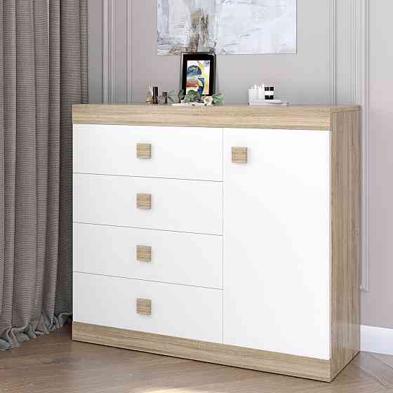 Комод с дверью и 4-мя ящиками Эверест Соната-5 105х38х94 дуб сонома + белый (DTM-2062) Львов