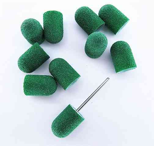 Набір Ковпачки педикюрні на пластиковій основі 80 грит зелені 10 шт плюс основа тримач. Киев