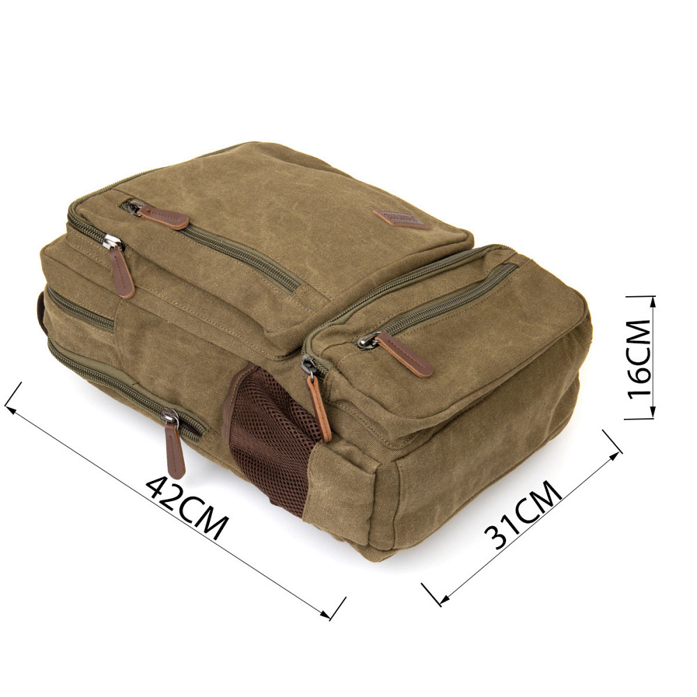 Рюкзак текстильний дорожній унісекс на два відділення Vintage 20612 Зелений Київ - фото 3