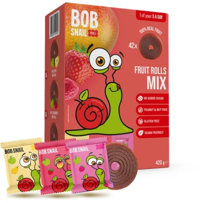 Конфета Bob Snail Fruit Rolls Mix 3 вкуса по 140 г (4820287101032) Вінниця - фото 2