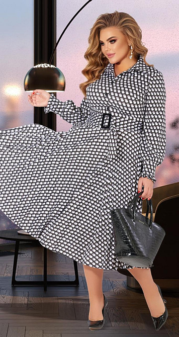 Гарне плаття плісе великого розміру спідницею плісе та поясом (50) Київ - фото 1