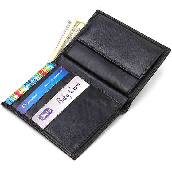 Чоловічий гаманець вертикального формату з натуральної шкіри CANPELLINI 21753 Чорний Київ