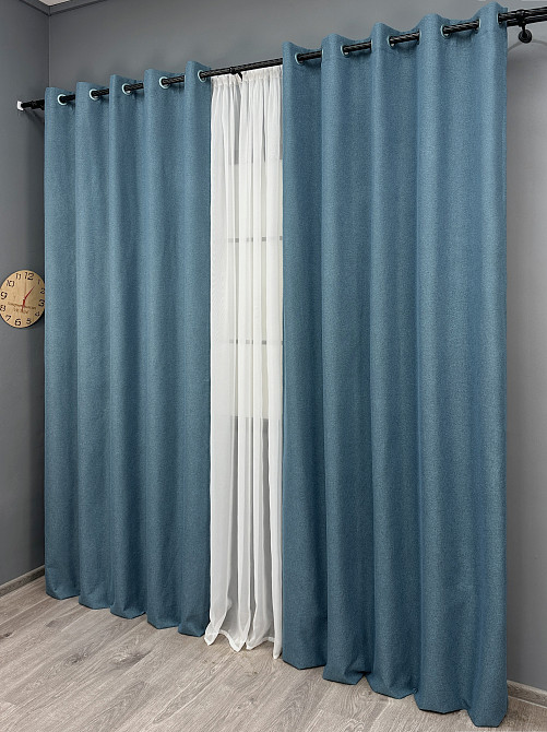 Комплект штор на люверсах VR-Textil Блэкаут двусторонний ASHEN NIGHT № 1852ш Синий 150х270 см 2 шт (37-0292) Киев - изображение 4