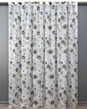 Тюль VR-Textil 1267т Flora Батист Білий з коричневим 400х270 см (42-1377) Київ