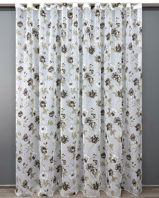 Тюль VR-Textil 1267т Flora Батист Белый с коричневым 400х270 см (42-1377) Киев - изображение 2