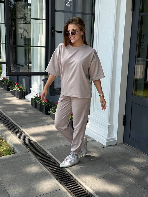 Спортивний костюм жіночий футболка і штаниджогери Бежевий XS-S Харків - фото 9