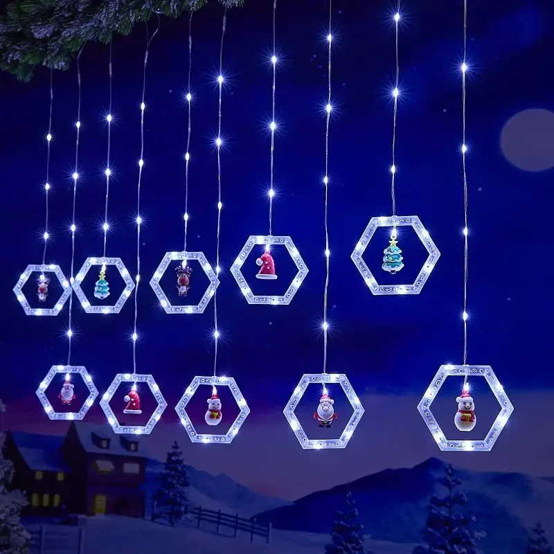 Анимированная гирлянда штора / Шестигранный новогодний декор Рождественский AND SF-48 Коломия - фото 3