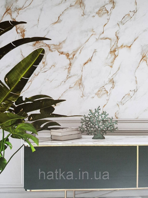 Обои виниловые на флизелине AdaWall Beta  1.06х10 3д камень под мрамор белые с коричневым золотистым 1109-1 Киев - изображение 2