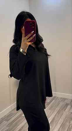 Жіночий стильний повсякденний костюм з V-вирізом двонитка Одеса