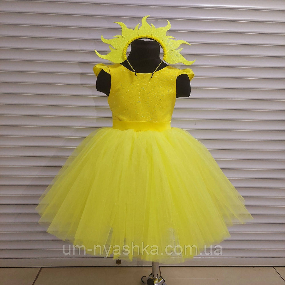Желтое нарядное пышное платье с блестками Костюм Солнышко Цыпленок Одуванчик Кульбабка Кривой Рог - изображение 2
