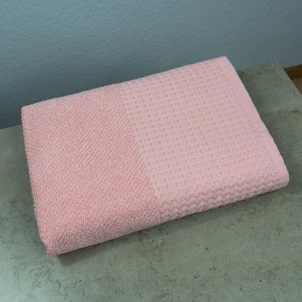 Рушник для обличчя та рук Вафельний Бордюр GM Textile 50х90см 500г/м2 (Рожевий) Суми - фото 1