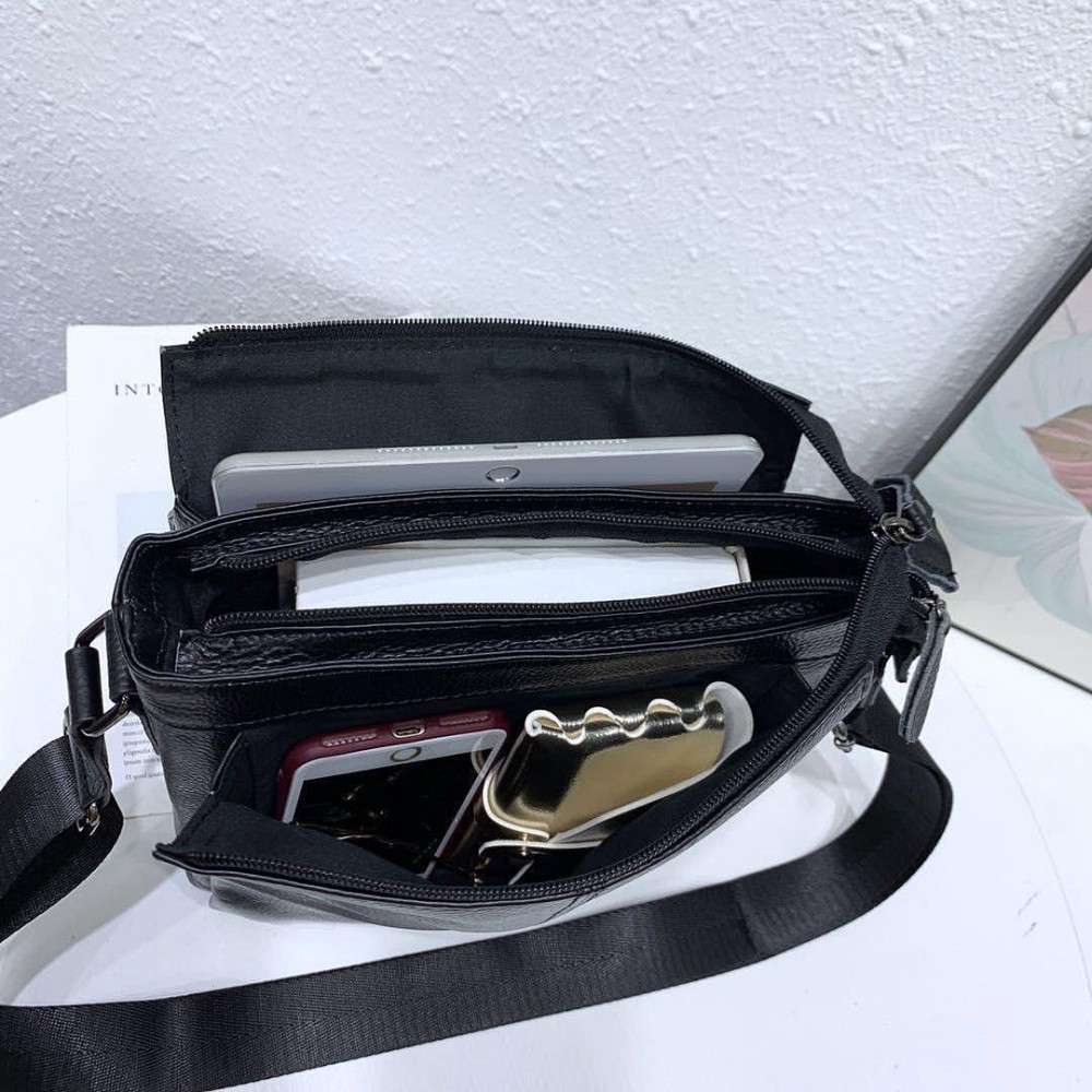 Мужская кожаная сумка-мессенджер, барсетка на одно плече 22x26x6 Tiding Bag 75-5271 черная Киев - изображение 11