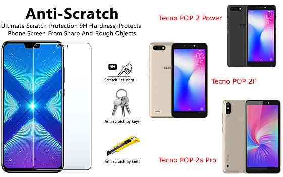 Захисне скло NeoGlass для Tecno POP 2 Power, POP 2F, POP 2s Pro – надпрозоре та стійке Київ