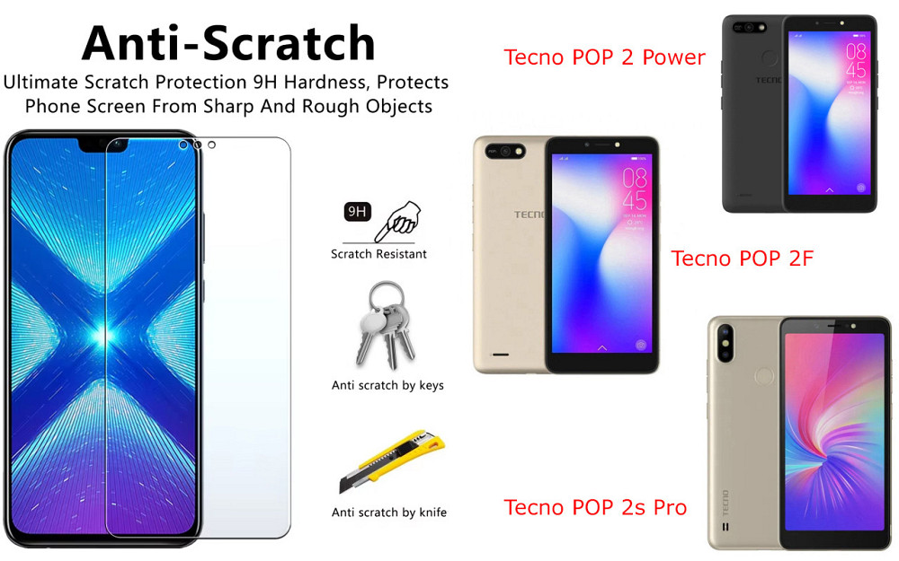 Захисне скло NeoGlass для Tecno POP 2 Power, POP 2F, POP 2s Pro – надпрозоре та стійке Київ - фото 1